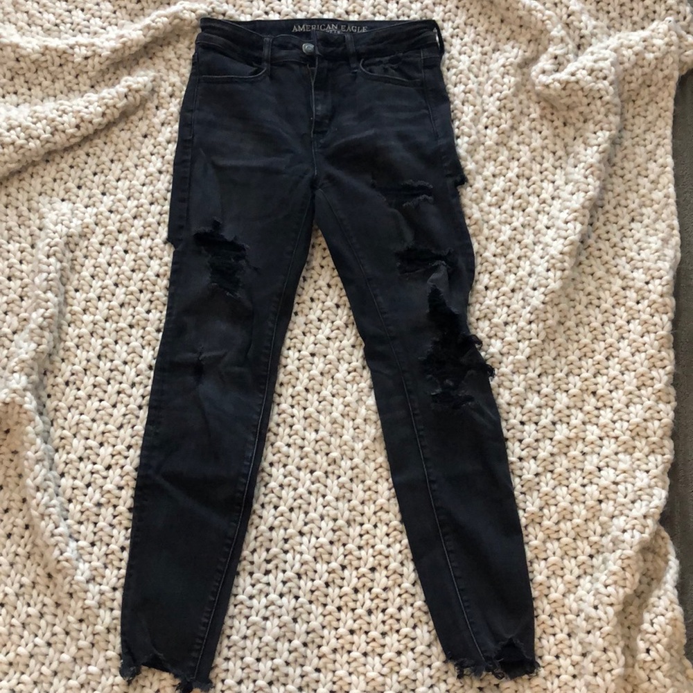 High rise Black ripped jeans